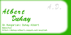 albert duhay business card